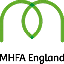 A stylized green letter M made of two curved lines with a central overlap, forming an abstract symmetrical K-10 design on a transparent background.